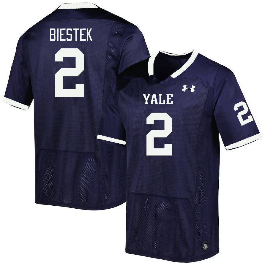 Men-Youth #2 Jack Biestek Yale Bulldogs 2023 College Football Jerseys Stitched-Blue